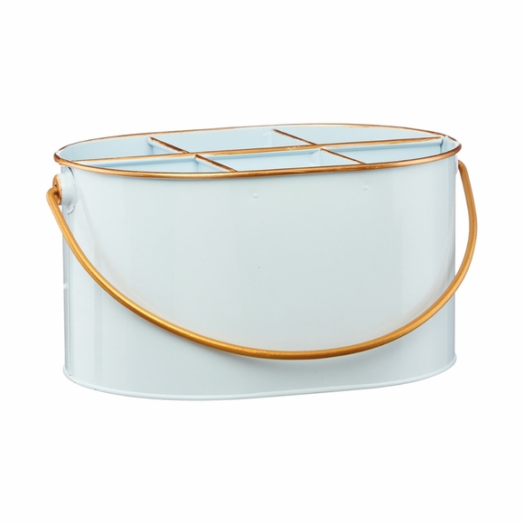 White Metal Caddy With Gold Rim - Picture 2 of 3